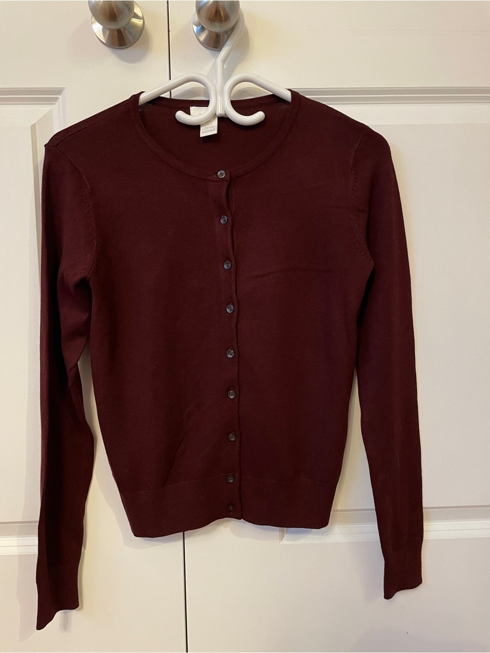 H&M Women's Button-Front Cardigan in Burgundy